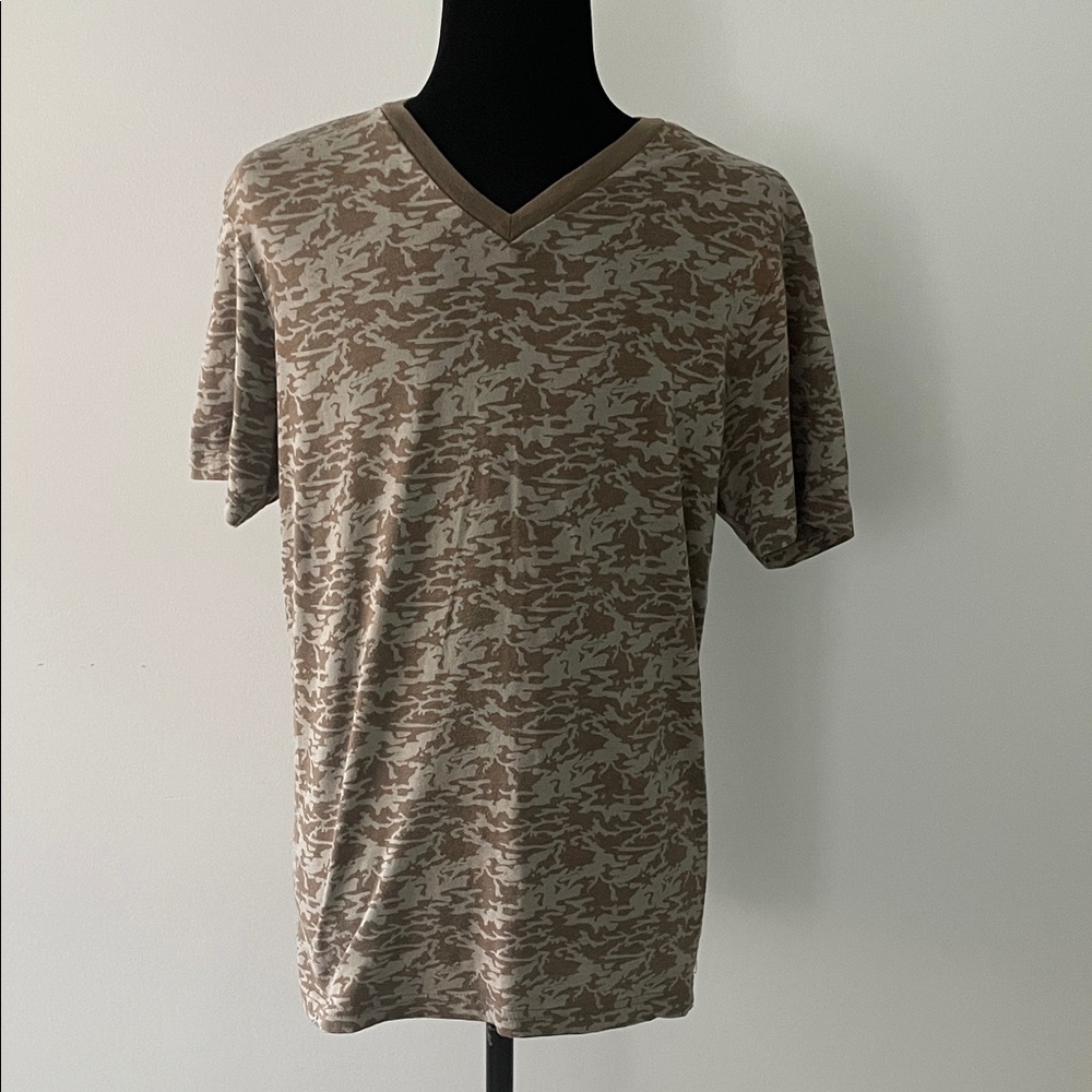 American Rag Brown Camouflage V-Neck T-Shirt